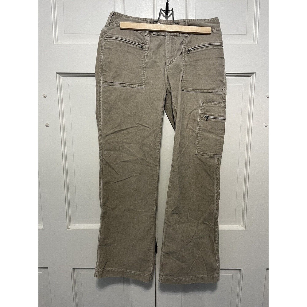 The North Face Corduroy Pants Womens Size 8 Hiking Beige Cargo Zip Pockets